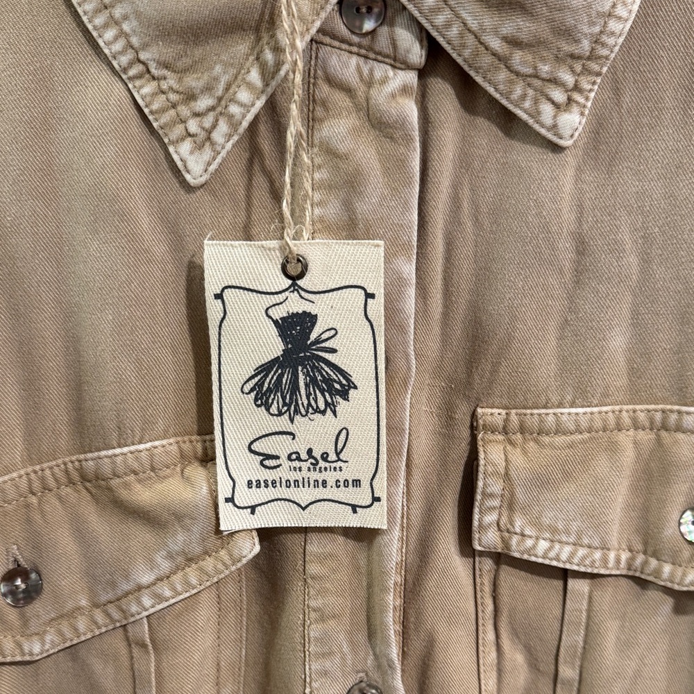 Easel Tan Button-Up Dress - Picture 3 of 7